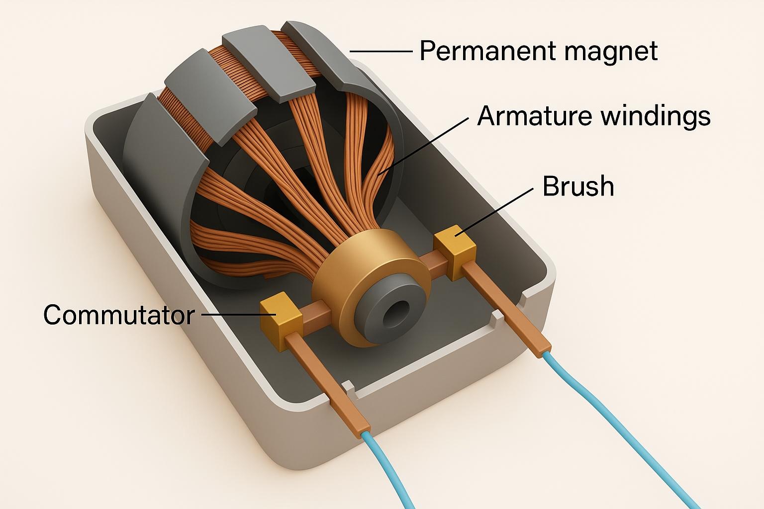 Basic motor structure showing stator and rotor