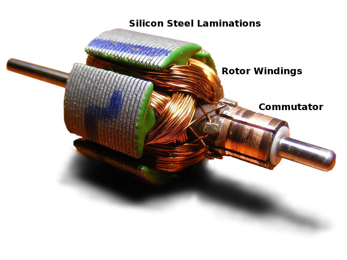 Motor internal components showing coils and magnets