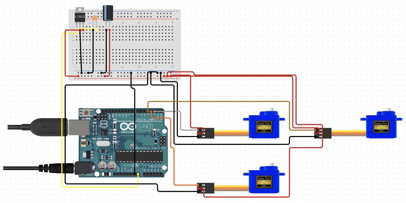 Robotic arm circuit with multiple motors
